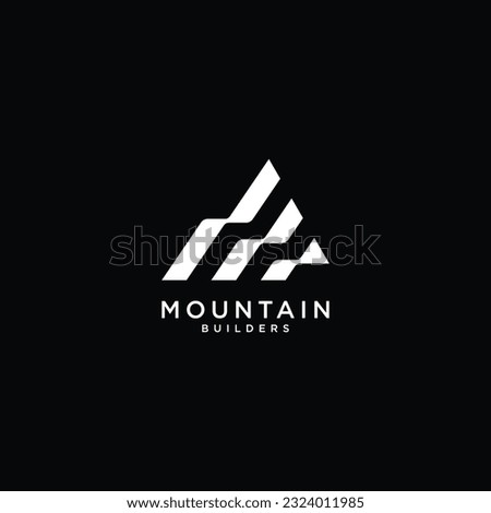 Mountain builder minimal logo, line art icon logo vector