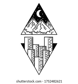 mountain building monoline vintage outdoor design