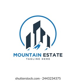 Edificio de montaña Vector Diseño de bienes raíces negocio Logo plantilla