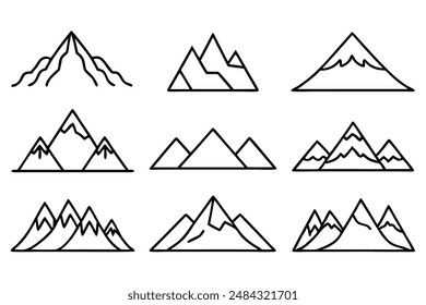 Ilustración de arte de Paquete de montaña que destaca majestuosas y pintorescas vistas de la montaña