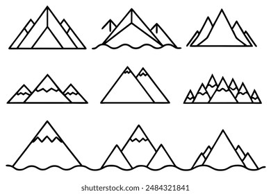 Ilustración de arte de Paquete de montaña para los amantes del arte al aire libre y de montaña