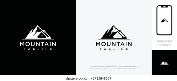 Mountain Cabin Logo Design - Adventure Nature Real Estate.