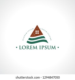 Mountain cabin logo - isolated vector illustration 