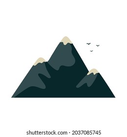 Mountain cabin. Red house in snowy mountains on light background.
