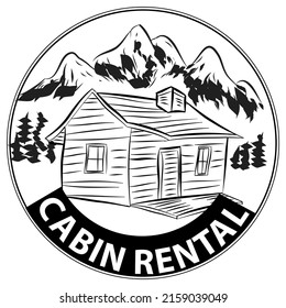 Mountain Cabin Rental Badge and Emblem Vector Illustration