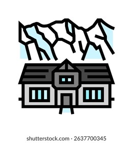 mountain cabin wooden color icon vector. mountain cabin wooden sign. isolated symbol illustration