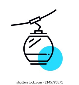Mountain cable car colorful icon. Pixel perfect, editable stroke, geometric