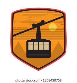 Mountain cable car logo, icon or symbol design template, vector illustration