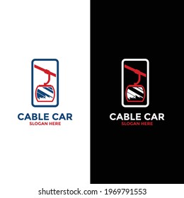 Mountain cable car logo, icon or symbol design template, vector illustration