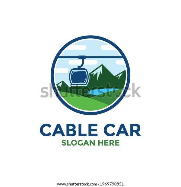 Mountain cable car logo, icon or symbol\
design template, vector\
illustration