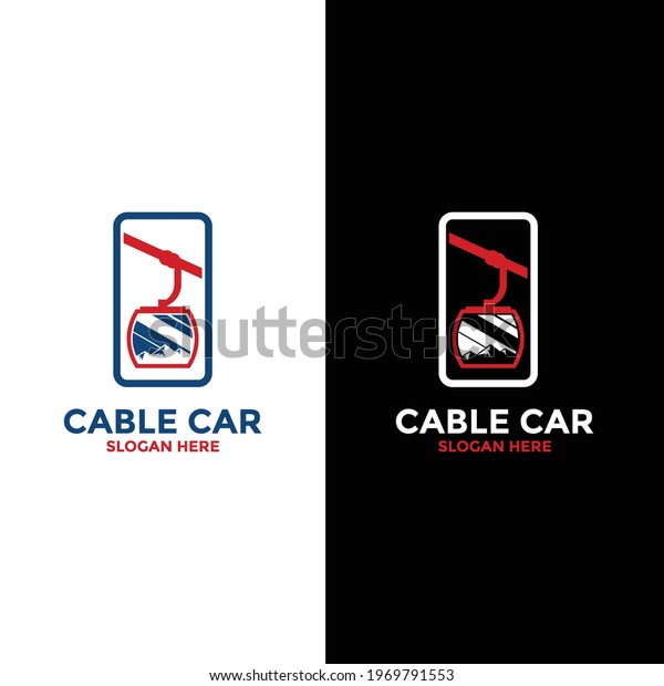 Mountain cable car logo, icon or symbol\
design template, vector\
illustration