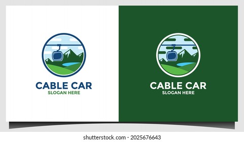 Mountain cable car logo template