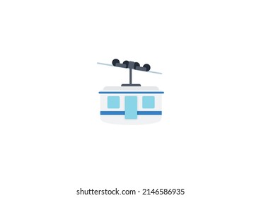 Vector De Cableway De Montaña Emoticon Aislado. Icono de cabina de montaña
