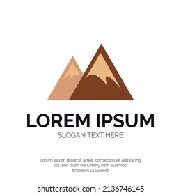 Diseño del logotipo de montaña y cactus Vector Premium
