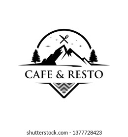 mountain restaurant logo images stock photos vectors shutterstock https www shutterstock com image vector mountain cafe logo fun outdoor travel 1377728423