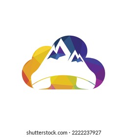 Mountain call vector logo design template. Handset with mountain icon logo design.	