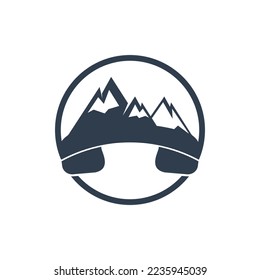 Mountain call vector logo design template. Handset with mountain icon logo design.	
