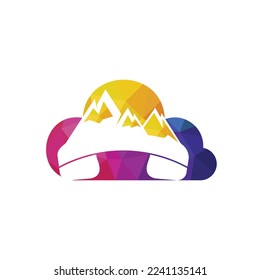 Mountain call vector logo design template. Handset with mountain icon logo design.	