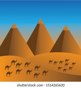 Mountain with camel in blue sky