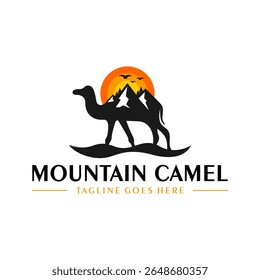 mountain camel illustration logo design