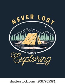 Mountain Camp Adventure  on Summer Holiday Illustration