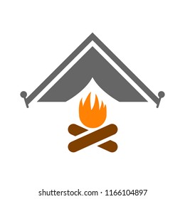 Mountain Camp - Fire Flame Icon, Campfire Sign - Hot Burn Element, Sign And Symbol
