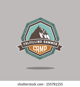 Mountain camp icon EPS 10 vector royalty free stock illustration easy to customize for hiking, camping, boot camp, conservation, parks, scenic routes, clubs, retail, equipment rental, skiing, retreats