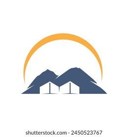 mountain camp icon vector illustration concept design template web