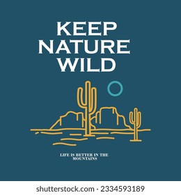 Mountain and camp illustration, outdoor adventure . Vector graphic for t shirt and other uses.