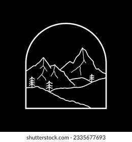 Mountain and camp illustration, outdoor adventure . Vector graphic for t shirt and other uses.