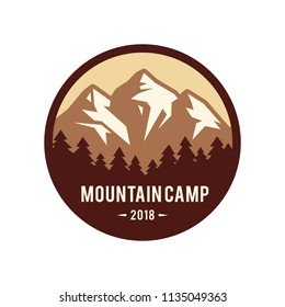 Mountain camp label. Vector icon.