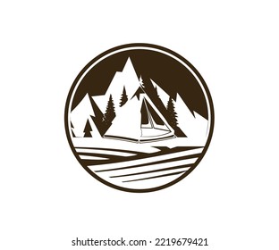 diseño del logotipo de montaña y campamento