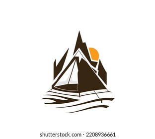 mountain camp logo design icon