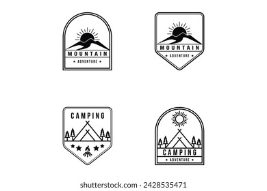 Mountain and camp logo design vintage retro badge