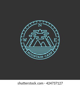 Mountain camp logo template design. Vector illustration.