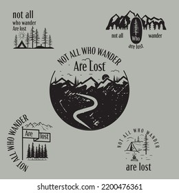 Mountain Camp Logos, Retro-Wanderlust-Badges-Shirt