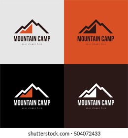 MOUNTAIN CAMP ORANGE RED BLACK WHITE EMBLEM LOGO TEMPLATE VINTAGE