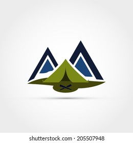 Mountain with camp tent vector illustration