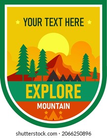 Logo-Badges für Mountain Camp, Tour und Entdecken