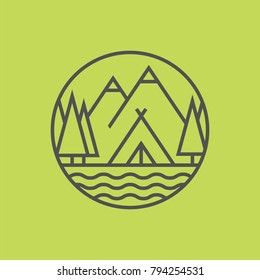 Mountain camp. Vector icon.