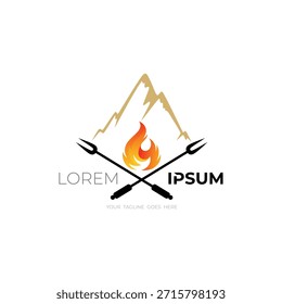 Logotipo da atividade Montanha e Acampamento com uma aparência simples