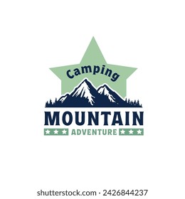 mountain camping adventure logo vintage design