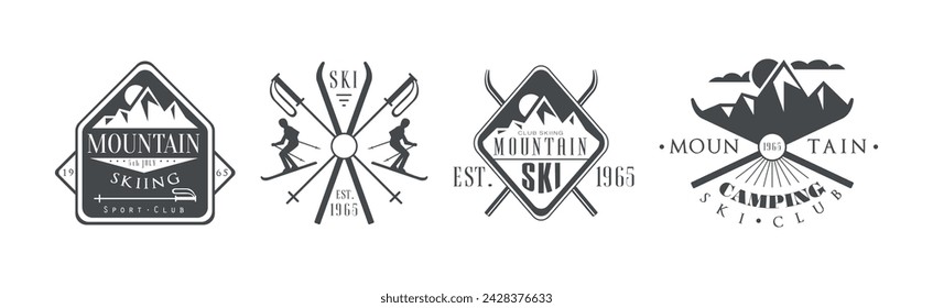 Mountain Camping Club Label and Emblem Vector Set
