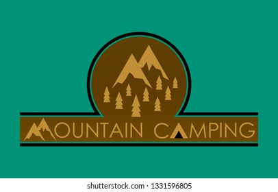 Mountain camping emblem. Vector illustration.