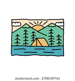 mountain and camping graphic illustration vector art t-shirt design
