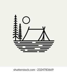 Mountain and Camping Life illustration, outdoor adventure . Vector graphic for t shirt and other uses.