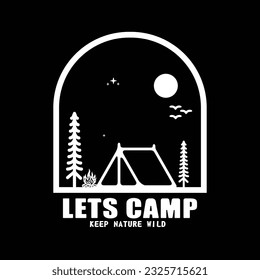 Mountain and Camping Life illustration, outdoor adventure . Vector graphic for t shirt and other uses.