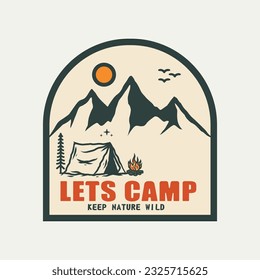 Mountain and Camping Life illustration, outdoor adventure . Vector graphic for t shirt and other uses.