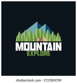 mountain and camping logo, icon and illustration