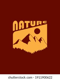 Mountain - Camping nature adventure wild line badge patch pin graphic illustration vector art t-shirt design